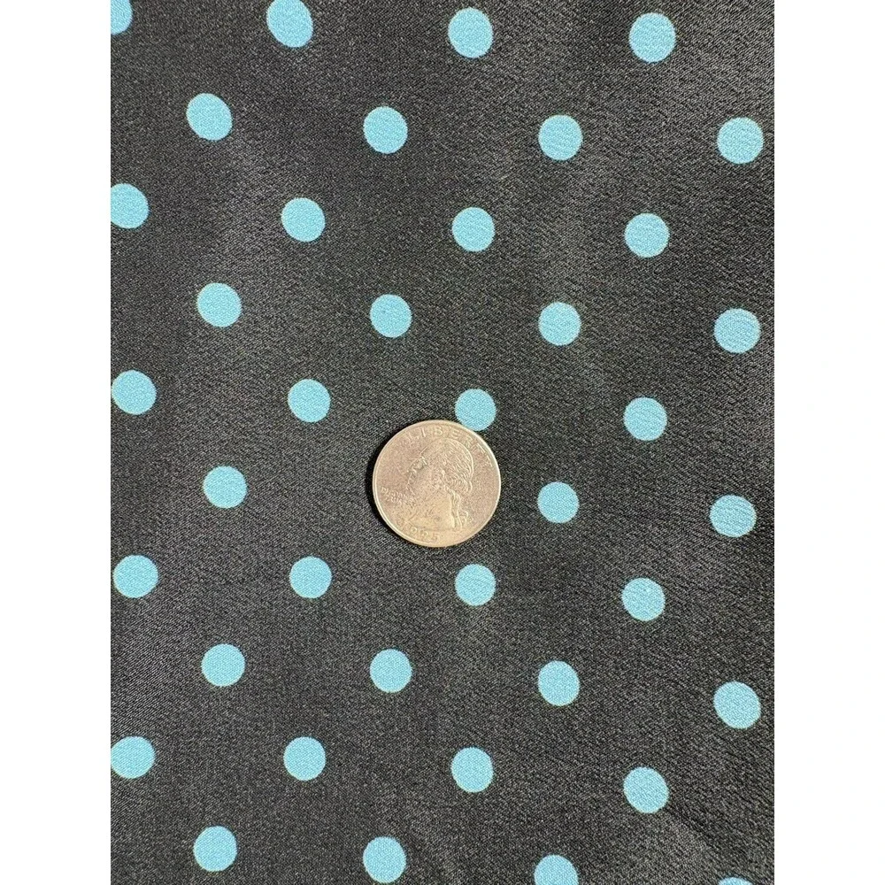 Fabric Vintage Dacron Polyester Black Blue Polka Dot 4 Yds 42